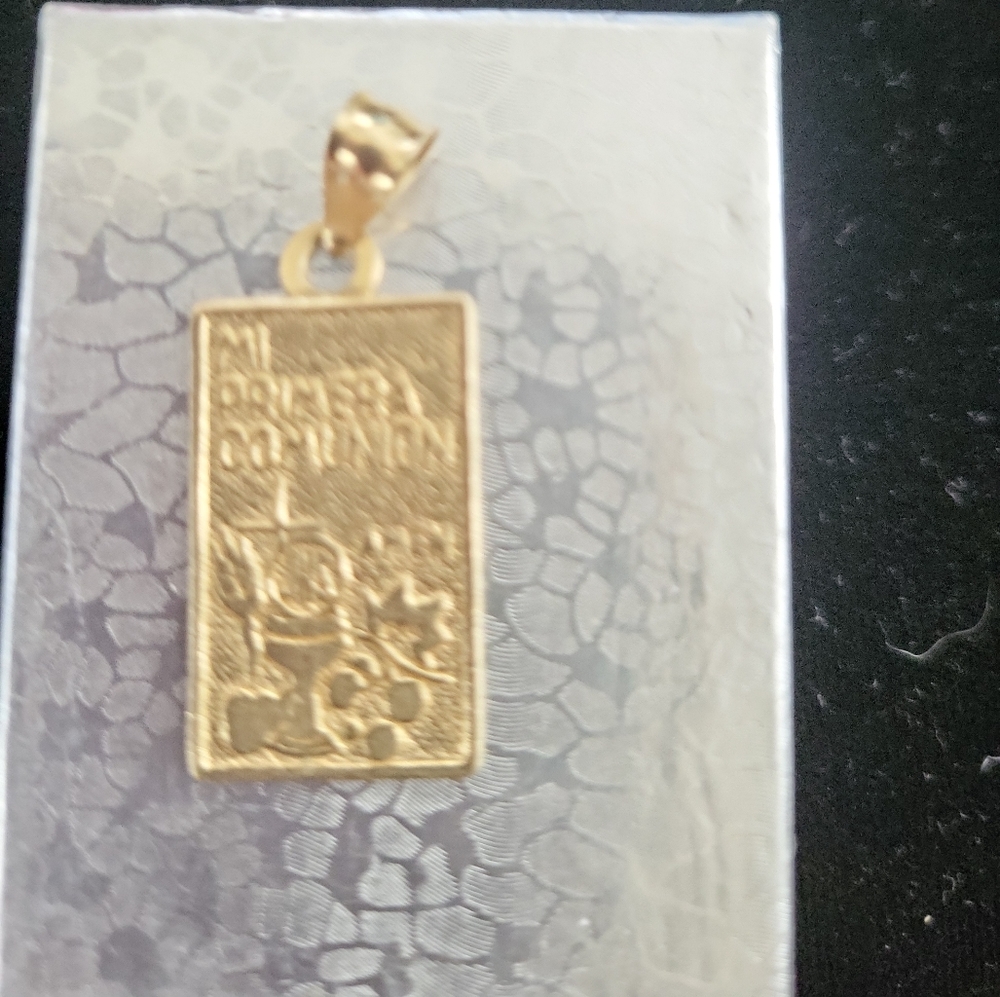 14k Yellow Gold My First Communion Pendant